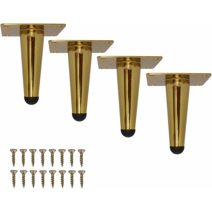 Set 4 Picioare Mobilier, Auriu, Otel Laminat la Rece, 12cm