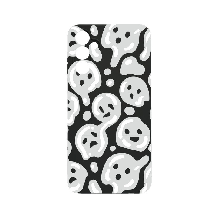 BestCase® Husa Slim SIlicon 0.8MM, Compatibila Cu Samsung Galaxy S24 FE, Gray Acid Smiley, Protectie Camera, Rezistenta la uzura, c-B 1000