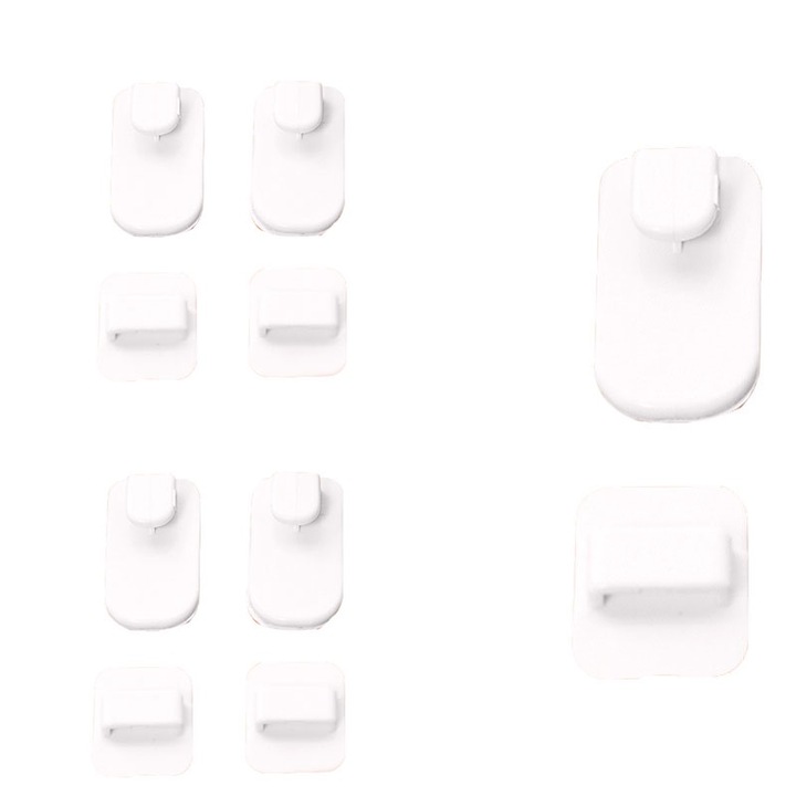 Set 5 cuiere autoadezive Sunmostar, ABS, alb, 5x2.5x1cm