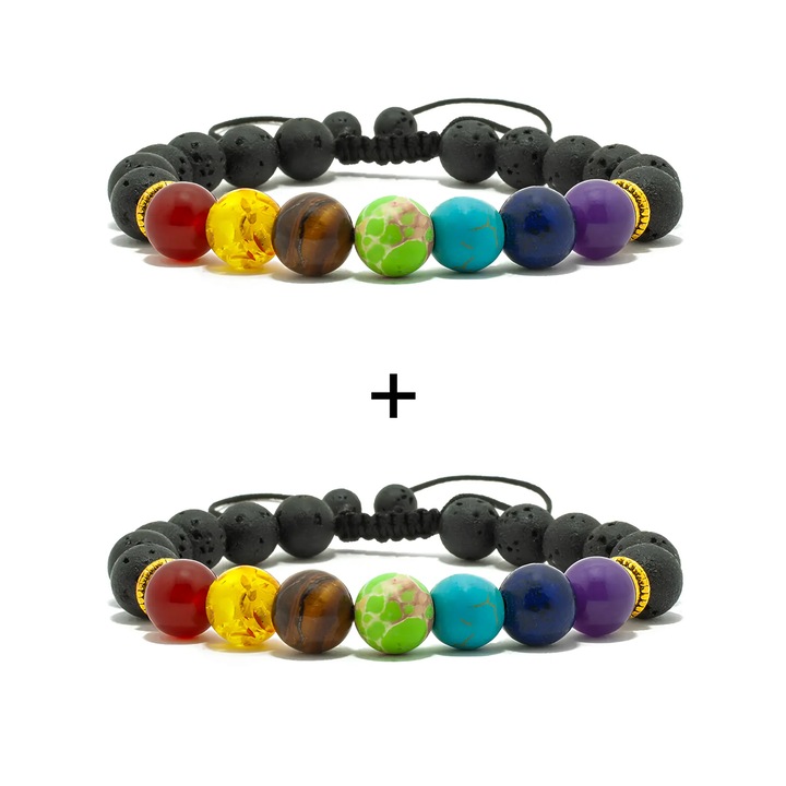 Set 2 Bratari Ajustabile 7 Chakre Lava