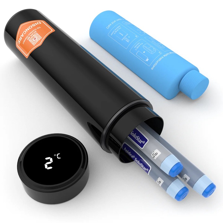 Termos portabil pentru insulina, capacitate 2-3 stilouri, DISONCARE ODYSSEY Smart, Black