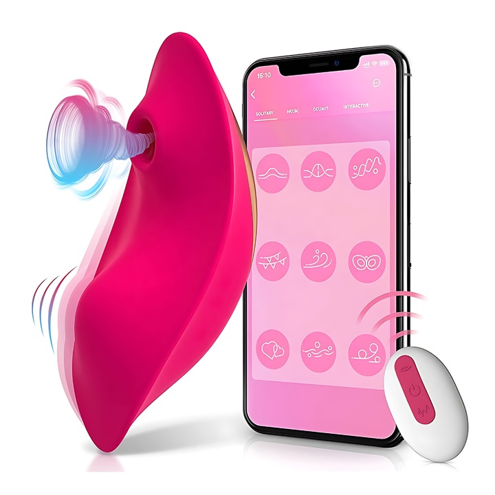 Вибратор за жени, tovive, Интимно удоволствие от клитора, 9 режима на вибрация, Стимулиране на ерогенните зони, Водоустойчив, Бързо магнитно зареждане, Контрол от мобилно приложение, Първокласно качество на силикона, Розов