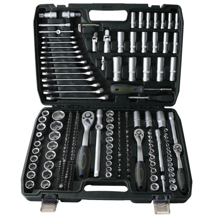 Комплект инструменти Heinner CTSM029, 216 части, 1/4", 3/8"&1/2", Хром-ванадиев материал, Кутия за съхранение и транспортиране