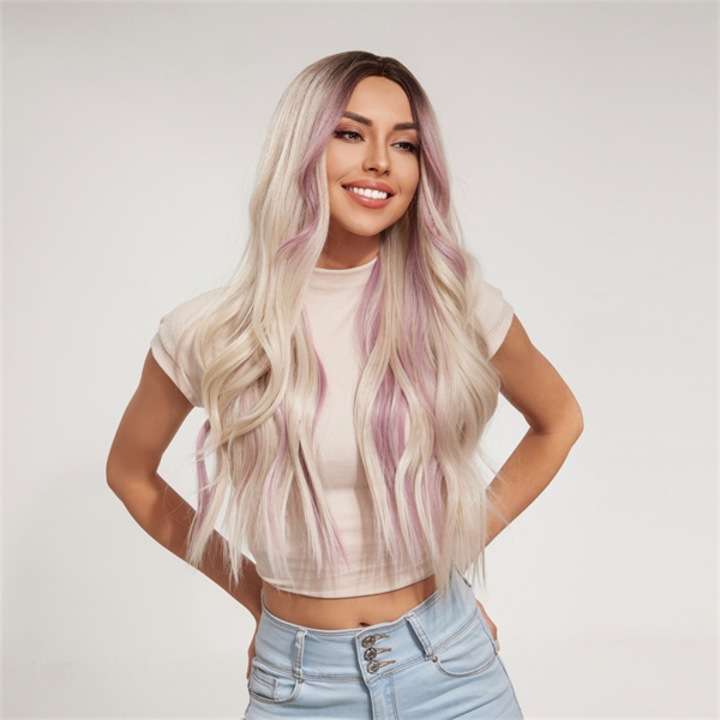 Peruca sintetica lunga, ondulata, 26 inch, rezistenta la caldura