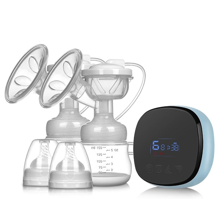 2 db elektromos mellszívó készlet, dupla mellszívó 2 db 150 ml-es palackkal, 3 üzemmóddal és 9 fokozattal, ultraszilikon