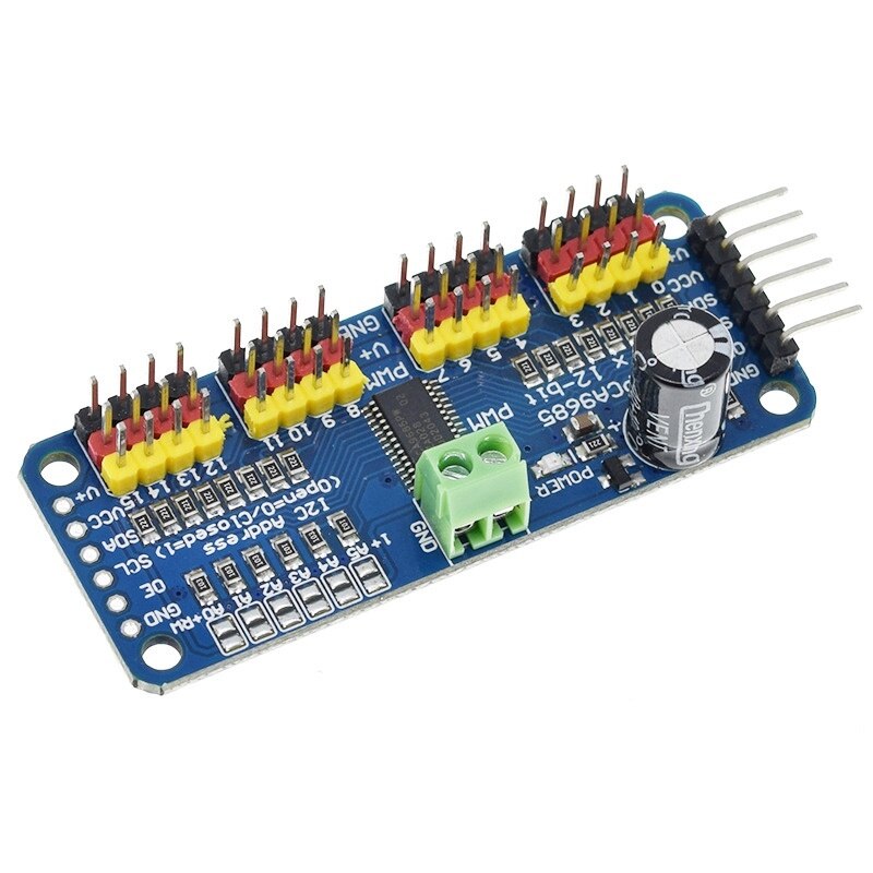 PWM szervomotor meghajtó PCA9685 16 csatornás 12 bit Raspberry Pi ...