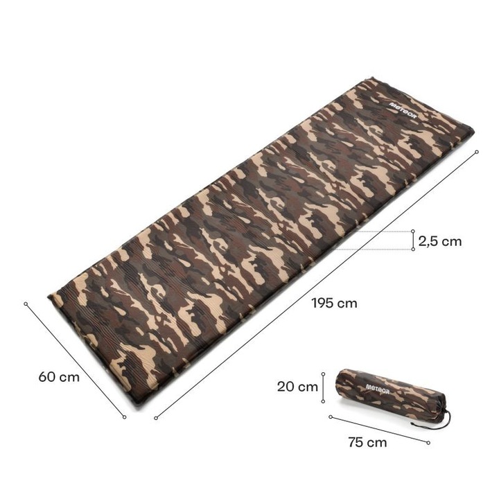 Къмпинг матрак Meteor, Полиуретанова пяна, 200x66x5 см, Кафяв