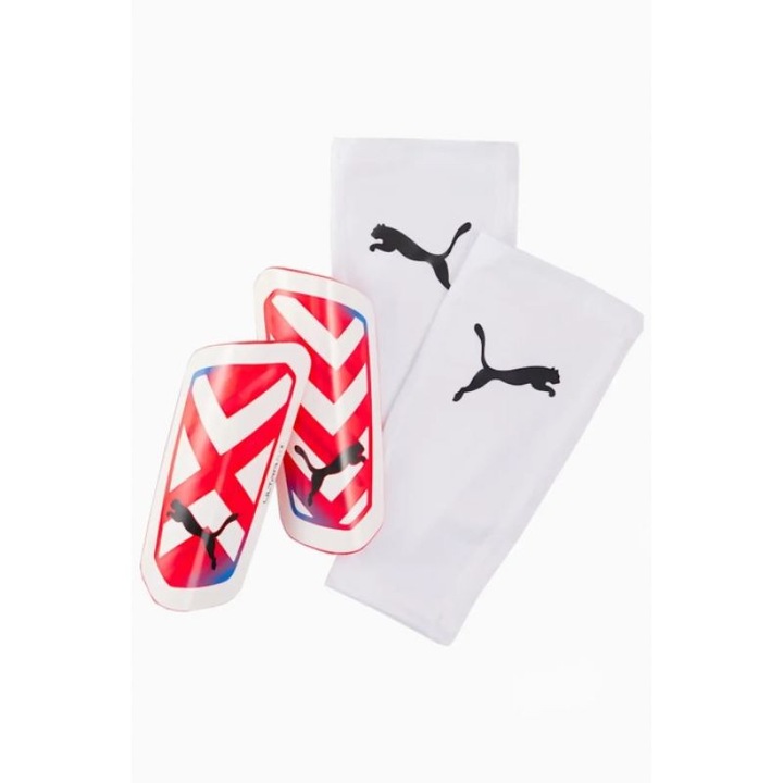 Set 2 aparatori fotbal Puma Ultra Flex Sleeve, material TPU, alb, L