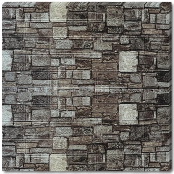 20 db Tapetoo Home Decor® 3D öntapadós tapéta konyhába, nappaliba, hálószobába, fürdőszobába, modern design, szürke és barna mozaik, 2,5 mm vastag, 10, 6 nm