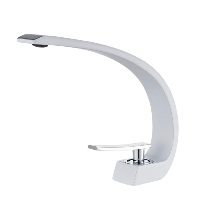 Смесител за мивка за баня, неръждаема стомана, включени връзки, устойчив на надраскване, SMART GADGETS C&A, минималистичен дизайн, хромирано бяло, 17CM