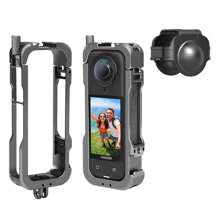 Комплект предпазни калъфи за insta360 x4, алуминий, JENUOS®, издръжлив, предпазва от надраскване и повреди, черен