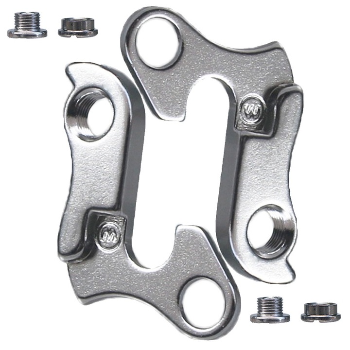 Set 2 Ureche cadru schimbator bicicleta, Aluminiu, Vine cu 4 suruburi de montare, Argintiu inchis, Nr. 4