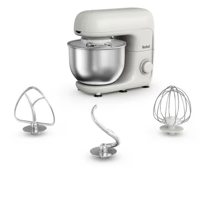 Кухненски робот TEFAL Essential QB160138, купа 4.8л, 800W, 6 степени, бяло-сребрист