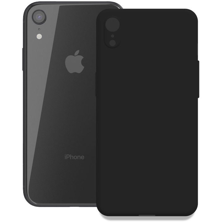 Husa pentru Apple iPhone XR, Color Shield, Interior de catifea, Suprafata aderenta, Protectie antisoc, Margini ridicate, Regular Fit, Silicon, Negru
