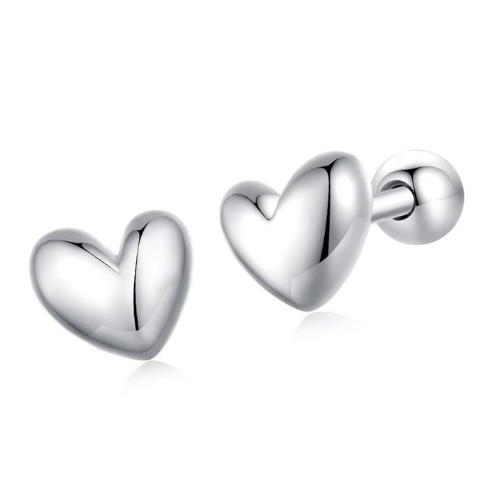 Cercei argint pentru fete, SilverBeads, inimioare, 5x5mm, set