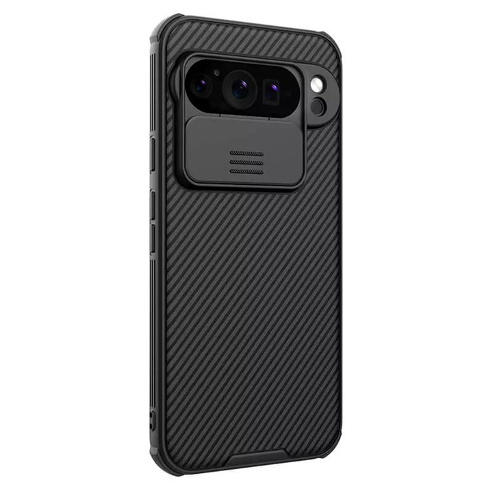 Husa Spate Lens Cover pentru Google Pixel 9 Pro XL, Slide Mechanism, Functie Magnetica, Camshield Negru