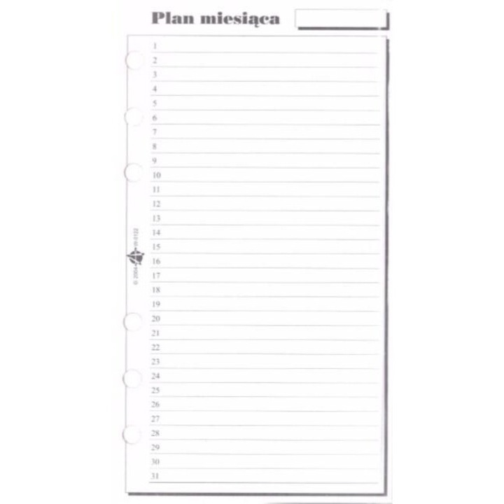 Rezerva pentru organizator Antra, plan lunar, 9.5x17cm