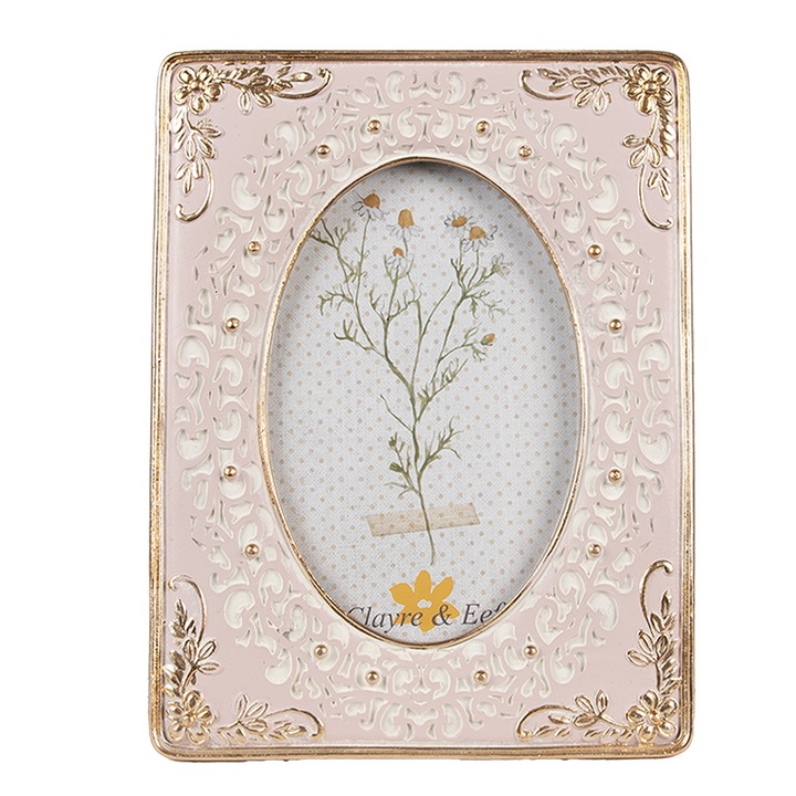 Рамка за снимки, розово златиста, от полирезин 15x2x20 см, 10x15 см