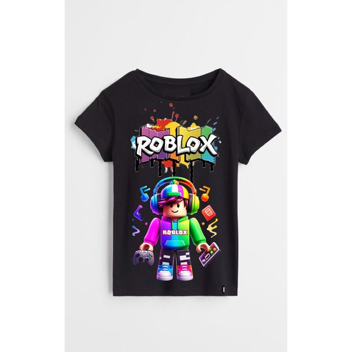 Tricou bumbac negru Roblox 2, Negru
