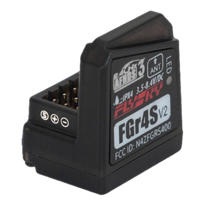 FlySky FGR4S приемник, 4 канала AFHDS 3, 2.4GHz, 25.5x22x17.3mm