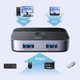 Switch USB 3.0, Ugreen, CM757, 2 porturi, 5 Gbps, negru, 59x33x20mm, 2 cabluri USB 1.5m