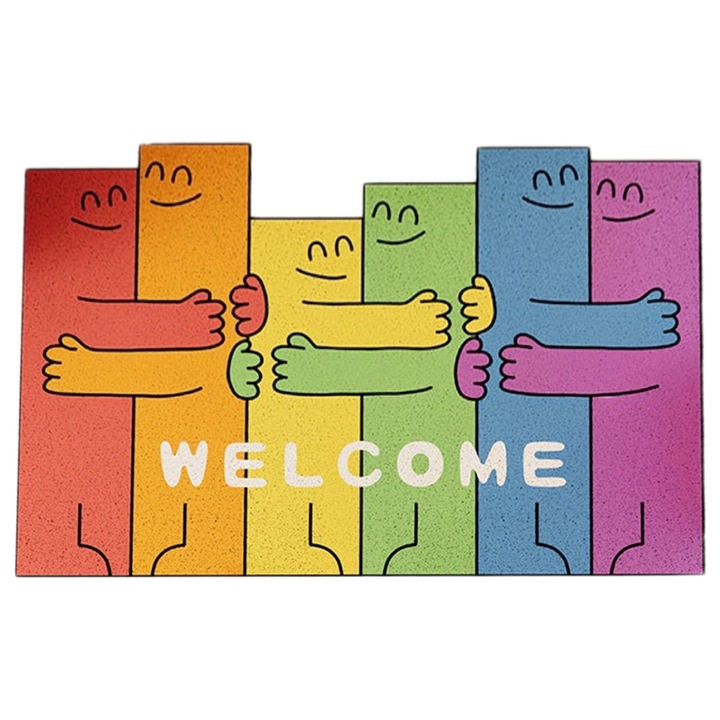 QttvbTna bejárati szőnyeg, PVC, csúszásgátló, 40x60cm, többszínű