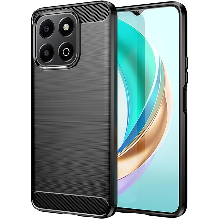 Кейс за Honor X6b Carbon Liquid Silicone черен