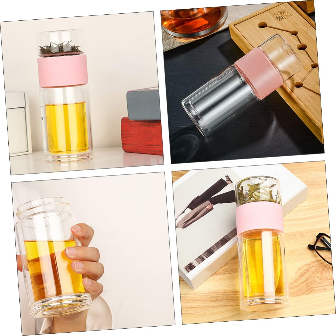Infuzor Roz Sticla de ceai de calatorie, cu infuzor, 400ml, roz/transparent - eMAG.ro