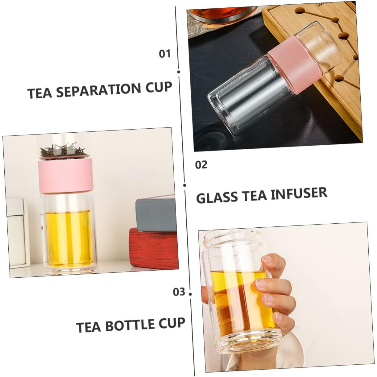 Infuzor Roz Sticla de ceai de calatorie, cu infuzor, 400ml, roz/transparent - eMAG.ro