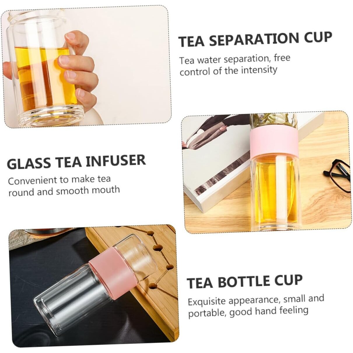 Infuzor Roz Sticla de ceai de calatorie, cu infuzor, 400ml, roz/transparent - eMAG.ro