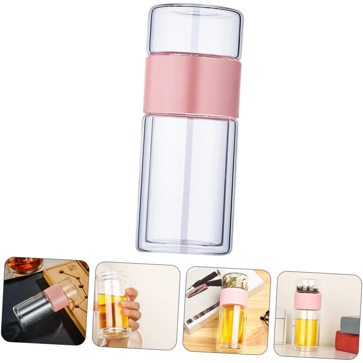 Infuzor Roz Sticla de ceai de calatorie, cu infuzor, 400ml, roz/transparent - eMAG.ro
