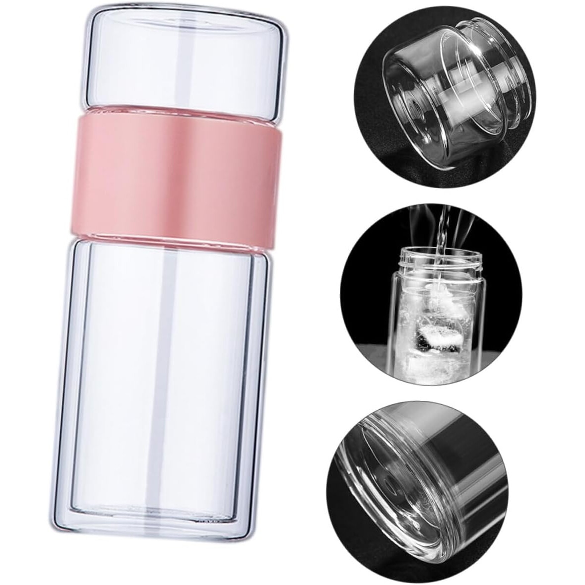 Infuzor Roz Sticla de ceai de calatorie, cu infuzor, 400ml, roz/transparent - eMAG.ro