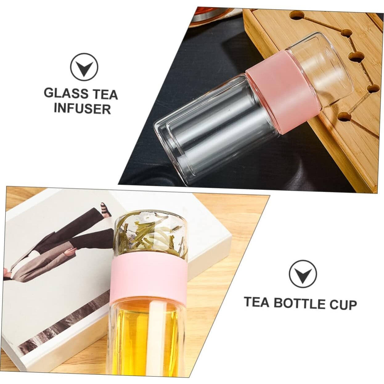 Infuzor Roz Sticla de ceai de calatorie, cu infuzor, 400ml, roz/transparent - eMAG.ro