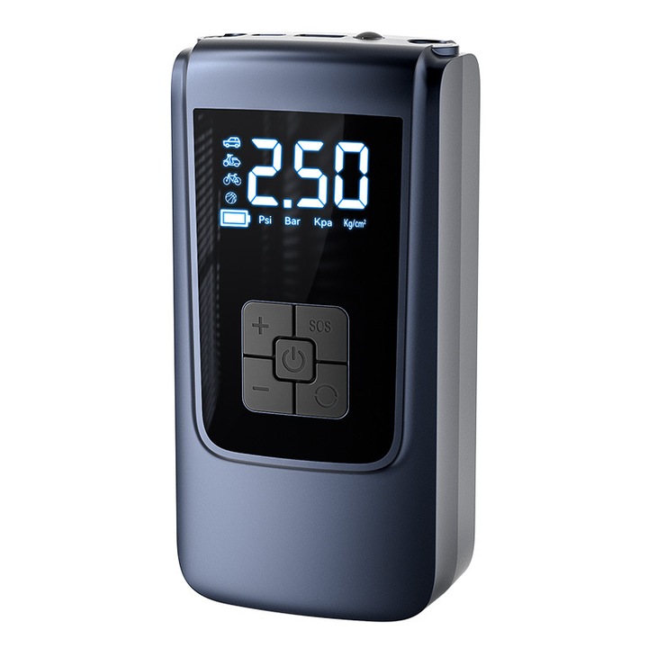 Compresor aer portabil 12V 60W, 150 PSI, ecran LCD dual, 500g