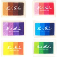 Set 6 bucati tusiere multicolor pentru stampile, lavabile, 7.2x4.8x2.1cm, Dreptunghiular, Aliaj