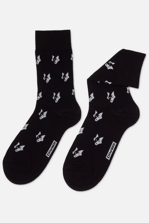 Забавни чорапи с мотив вълк, DiWaRi Happy 164, Черен