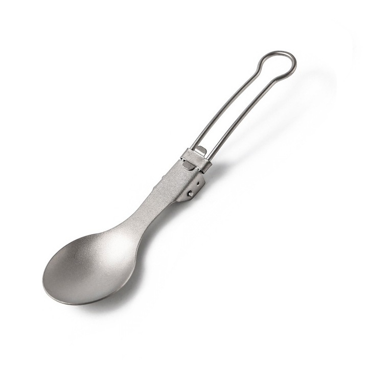 Lingura pliabila pentru camping, titan, gri, 16.7x3.8cm