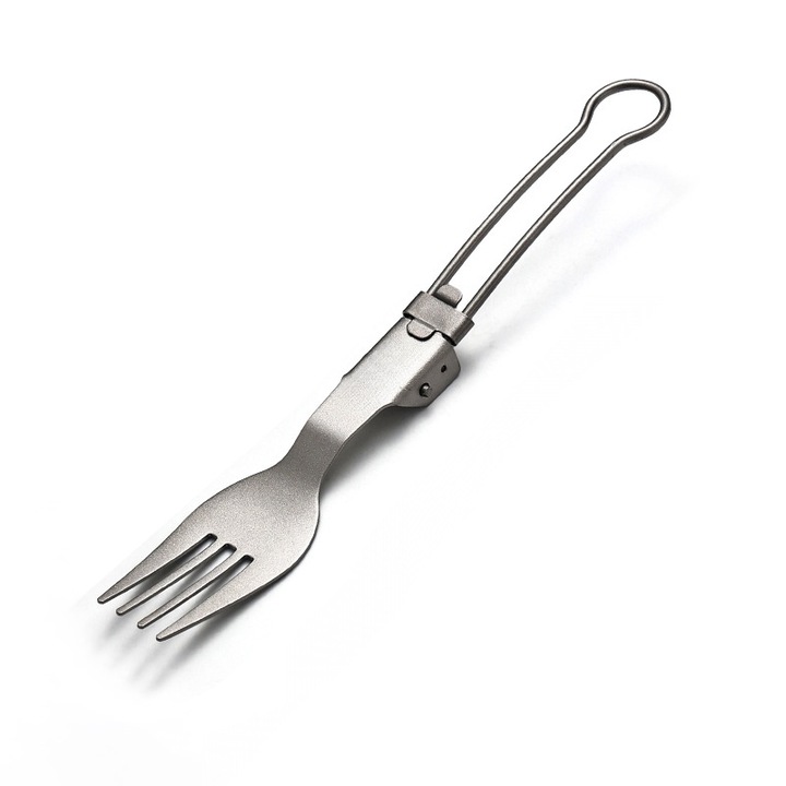 Furculita pliabila pentru camping, titan, gri, 16.7x2.2cm