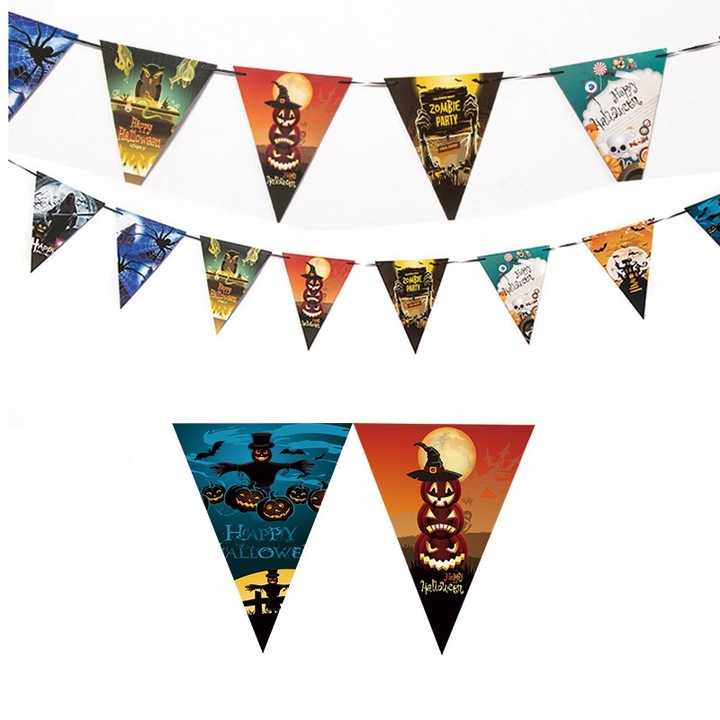 Háromszög alakú füzér Rqiurpn, Halloween, tarka, 3,5 m