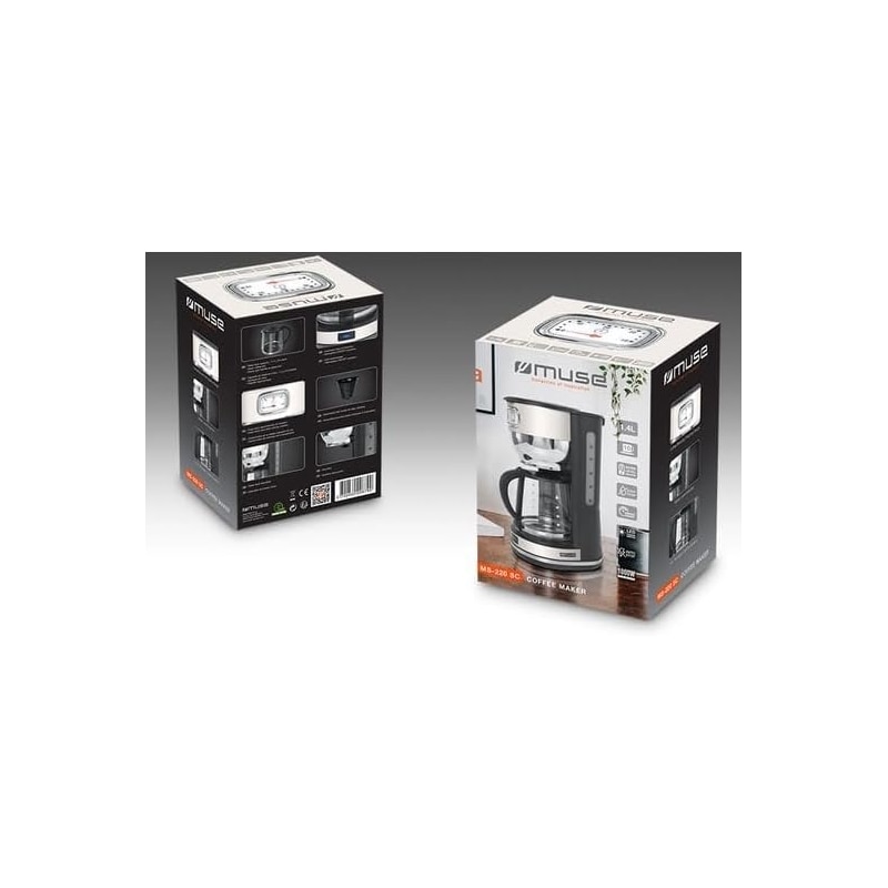 Cafetiera in stil retro Muse MS-220 SC, 1000 W, Functie de oprire automata, bej/negru