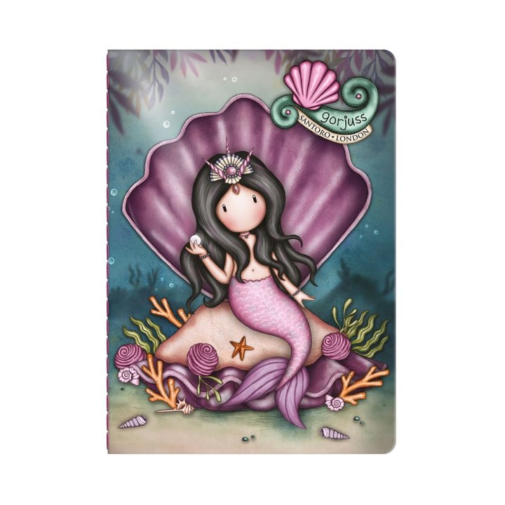 Малка тетрадка със стикери Santoro Gorjuss Making Waves - The World Is Your Oyster, 9 x 12.5 x 0.7 cm, Многоцветен