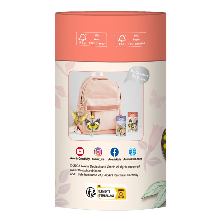 Set creativ din lemn - breloc Fluture, colectia Creatii Naturale, Avenir