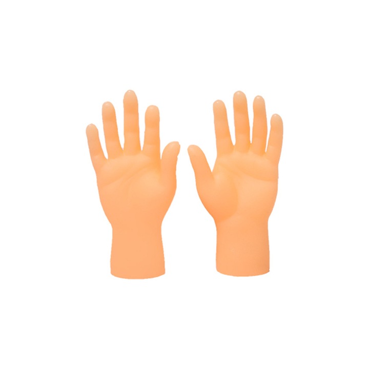 Set 2 Maini Miniaturale Interactice pentru Animale, PVC, Bej, 7.5x7.6cm