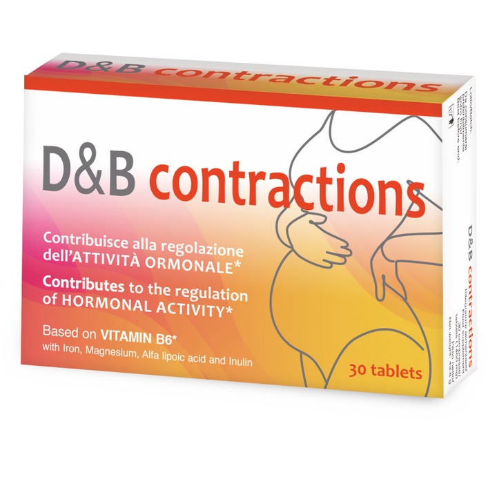 D&B Contractions 30 tablete, Formula complexa pentru sustinerea sarcinii, contractii, Magneziu bisglicinat