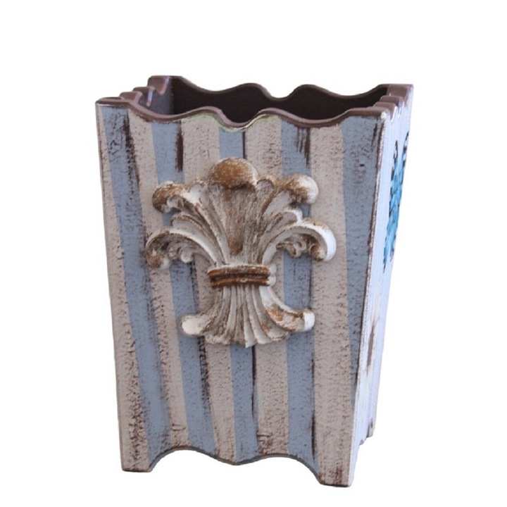 Suport din lemn pictat manual, ornament de lemn, pentru ustensile de bucatarie, inaltime 20 cm