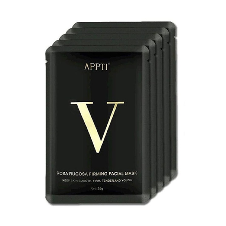 Set Masca faciala, Lifting Facial V-Shape, 5 Buc, Rqiurpn, hidrogel colagen, efect de fermitate, pentru barbati si femei