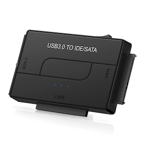 Adaptor pentru hard disk de la USB 3.0 la SATA/IDE de 2, 5/3, 5 inchi, 3 in 1, cu sursa de alimentare, Plug and play, Rqiurpn, Negru