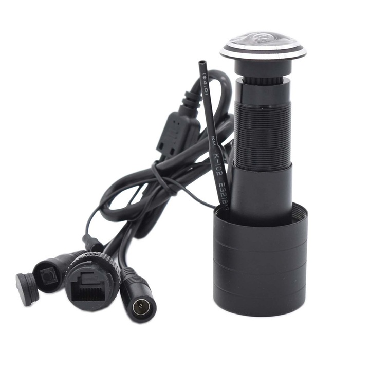 Vizor de usa WiFi, H.265, Rezolutie video Full HD, Detectarea miscarii, Vizualizare De 180°, TOIITKQ, Negru