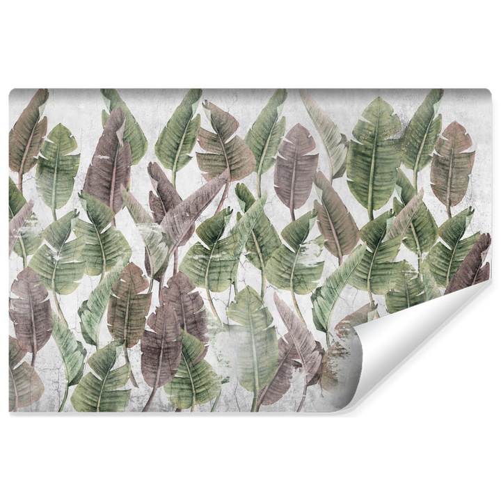 Fototapet Muralo Decor frunze verzi si maro pentru sufragerie 135 cm x 90 cm Decor natura cu efect 3D