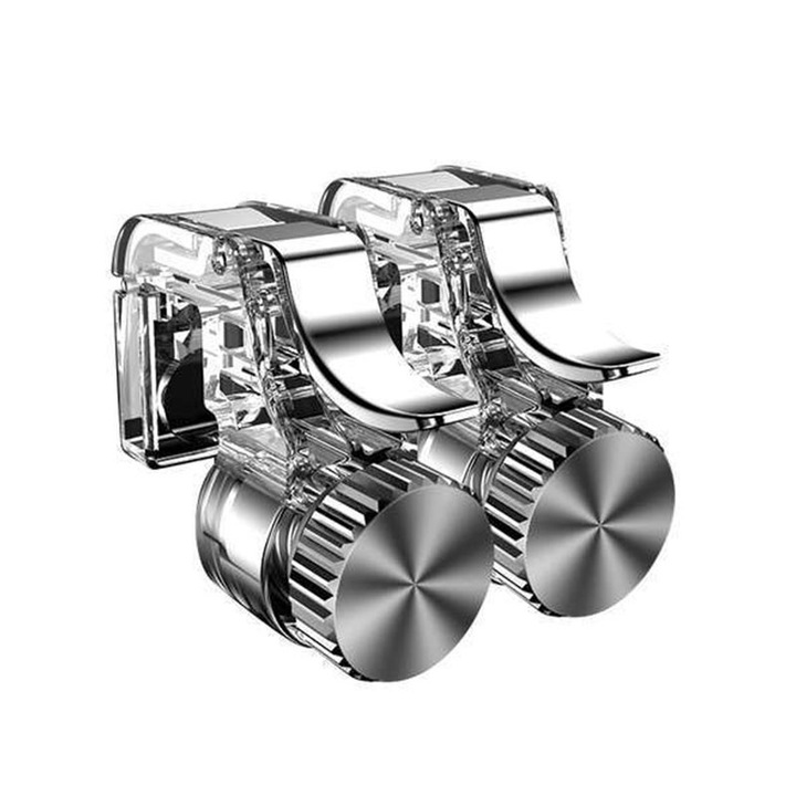 Butoane metalice speciale de gaming, Rqiurpn, declansatoare mobile, sensibilitate inalta, wireless, pentru telefoane mobile, compatibile PUBG/Knives Out/Rules of Survival